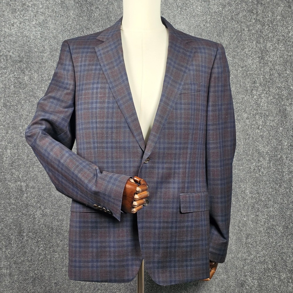 Bonobos Blazer Mens 42R Blue Plaid Jetsetter Wool Blend Standard Fit Sport Coat